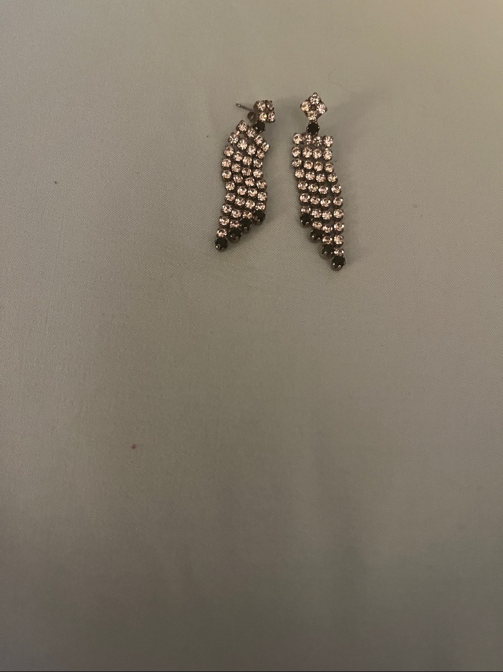 Crystal Fringe Drop Earrings - Silver Rhinestone